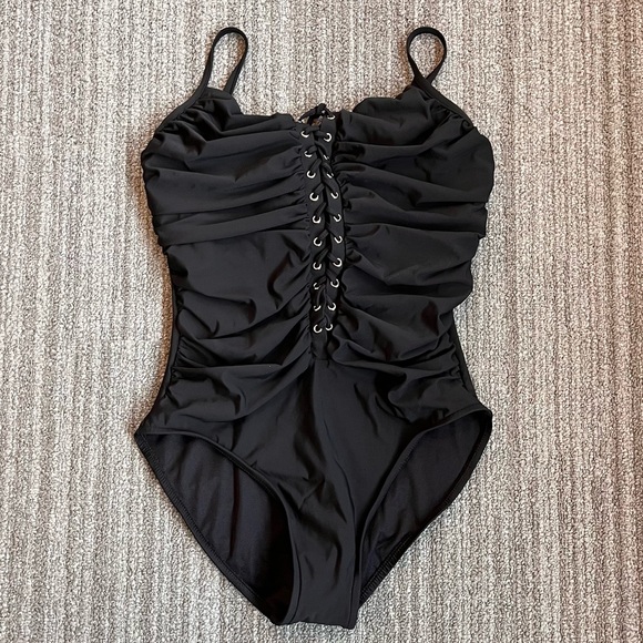 MagicSuit Swimsuit Black Lace Up One Piece Victoria 14 NWOT - Picture 2 of 7